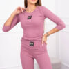 Ribbed set blouse + leggings dark pink