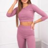 Ribbed set dark pink