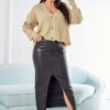 Ribbed sweater with buttons beige