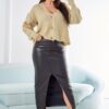 Ribbed sweater with buttons beige