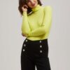 Ribbed turtleneck blouse