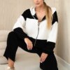 Ribbed velour set sweatshirt + trousers black