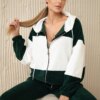 Ribbed velour set sweatshirt + trousers dark green