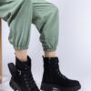 Riccon Extra Matte Black Skin Women's Mini Bag Combat Boots 00127640