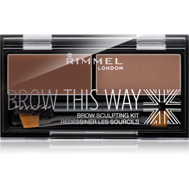 Rimmel Brow This Way paletta a szemöldök sminkeléséhez árnyalat 002 Medium Brown 1