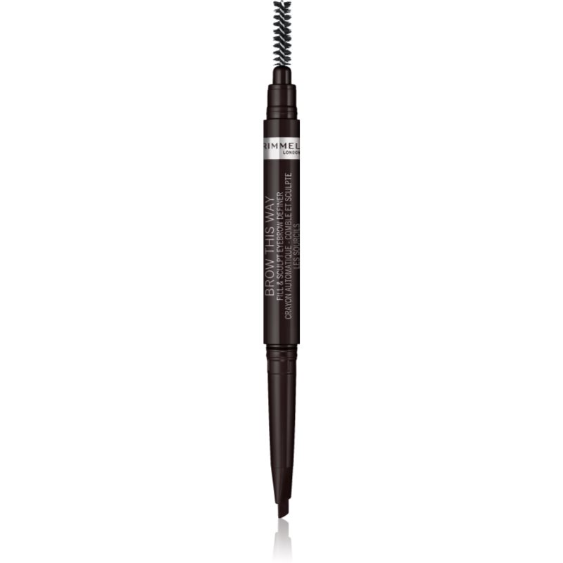 Rimmel Brow This Way szemöldök ceruza 2in1 kefével árnyalat 004 Soft Black 0
