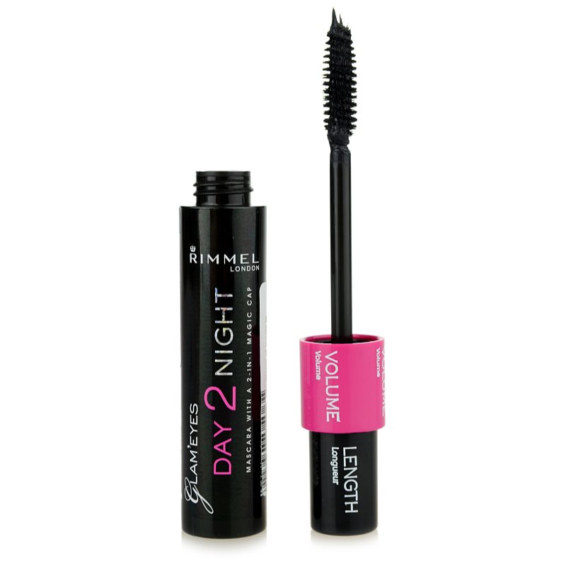 Rimmel Glam´ Eyes Day 2 Night hosszabbító és dúsító szempillaspirál 2 az 1-ben árnyalat 001 Black 9.5 ml-Ár