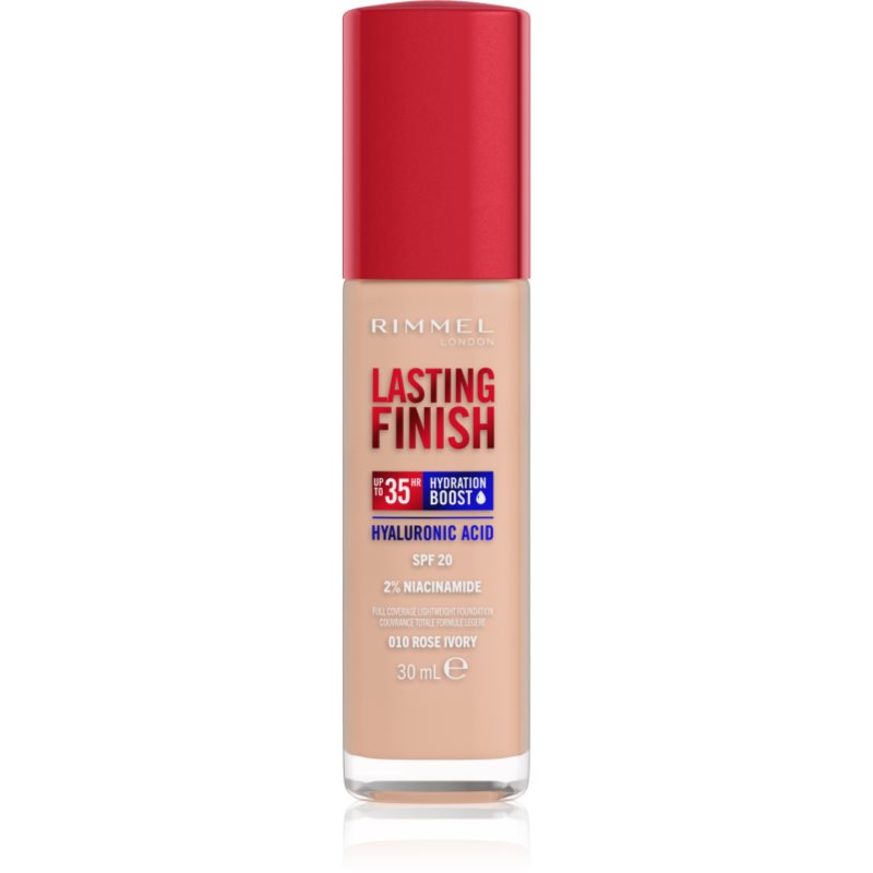 Rimmel Lasting Finish 35H Hydration Boost hidratáló alapozó SPF 20 árnyalat 010 Rose Ivory 30 ml-Ár