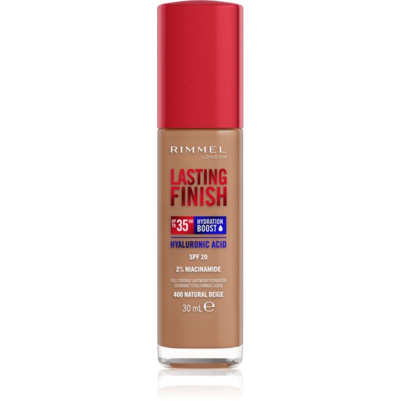 Rimmel Lasting Finish 35H Hydration Boost hidratáló alapozó SPF 20 árnyalat 400 Natural Beige 30 ml-Ár