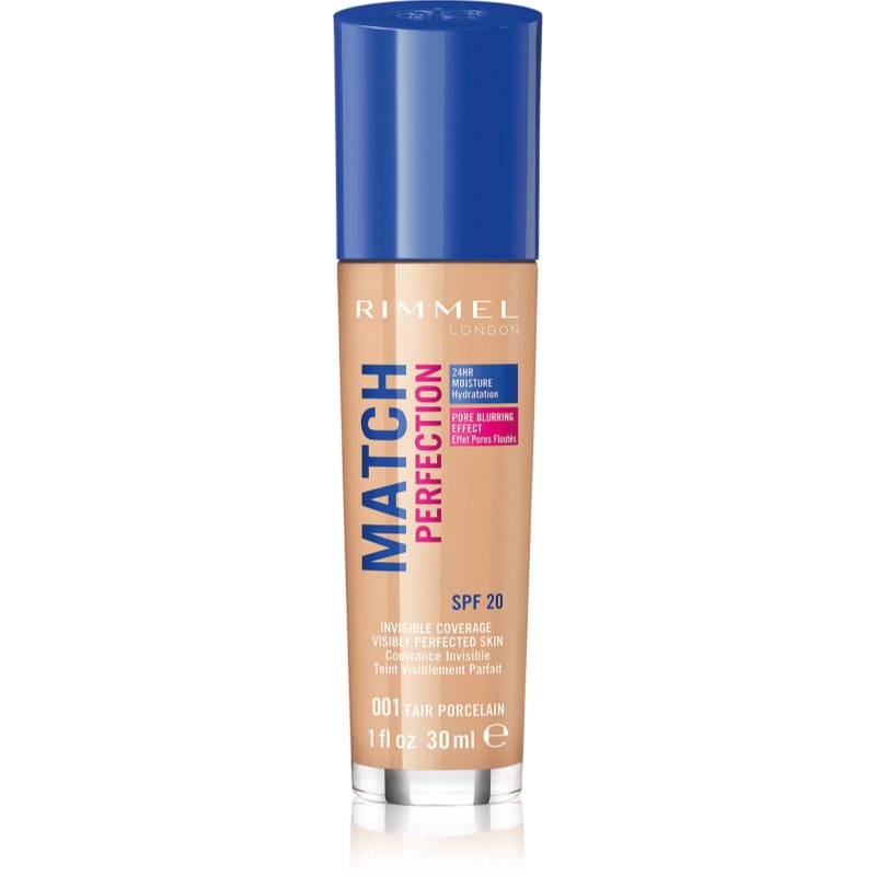 Rimmel Match Perfection folyékony make-up SPF 20 árnyalat 001 Fair Porcelain 30 ml-Ár