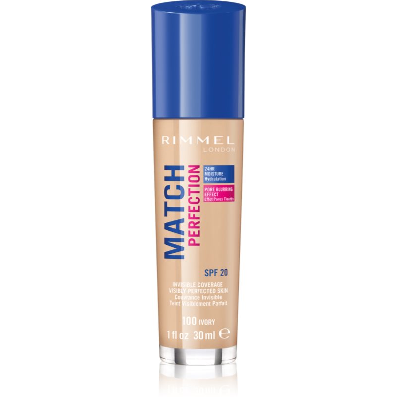 Rimmel Match Perfection folyékony make-up SPF 20 árnyalat 100 Ivory 30 ml-Eredeti