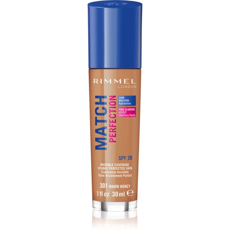 Rimmel Match Perfection folyékony make-up SPF 20 árnyalat 301 Warm Honey 30 ml-Ár