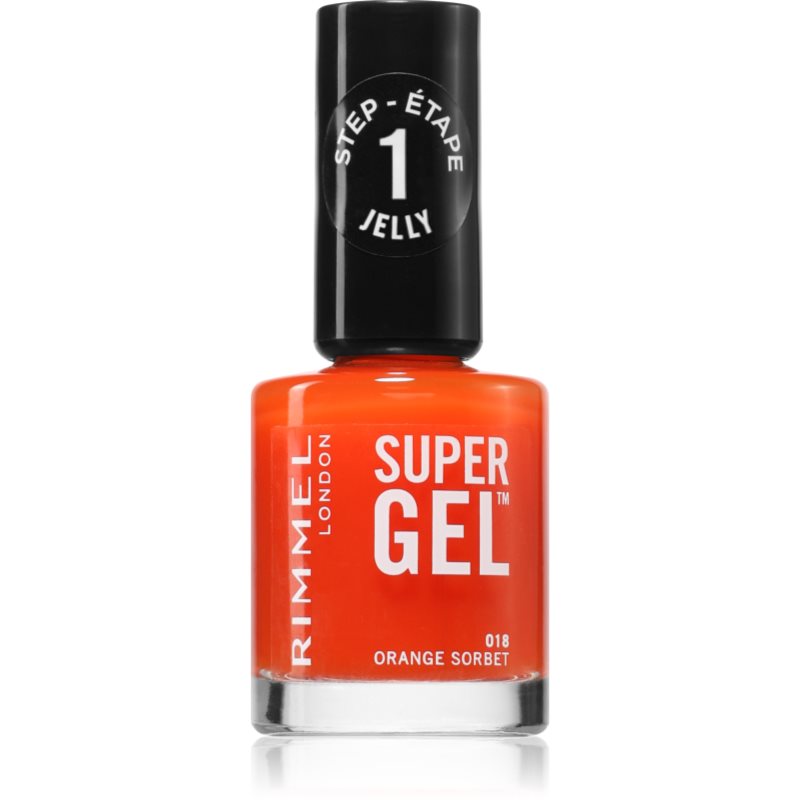 Rimmel Super Gel géles körömlakk UV/LED lámpa használata nélkül árnyalat 018 Orange Sorbet 12 ml-ár