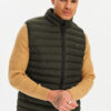 River Club Men's Lined Water And Windproof Khaki Inflatable Vest.