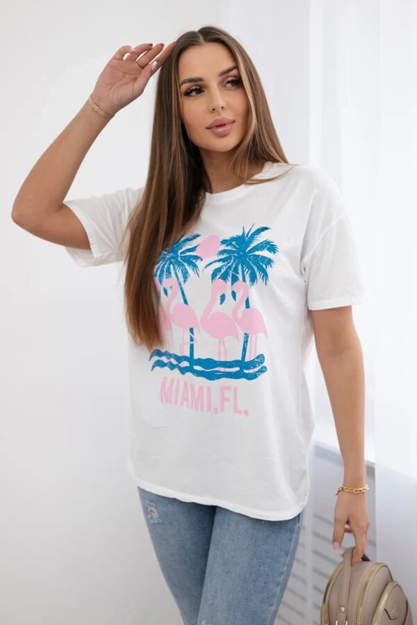 Rubbed cotton blouse Miami white