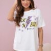 Rubbed cotton blouse Rock n roll white