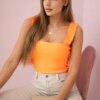 Ruffle blouse with straps orange neon