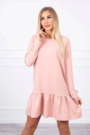 Ruffle dress in dark powder pink