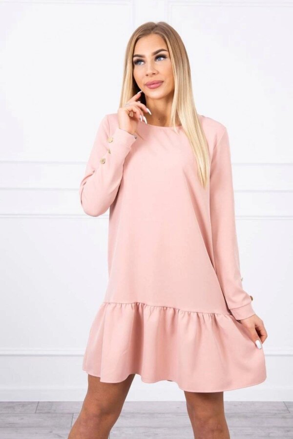 Ruffle dress in dark powder pink