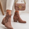 S. BARSKI Perforált Cowboy csizma cipzárral Eco Suede barna S.Barski