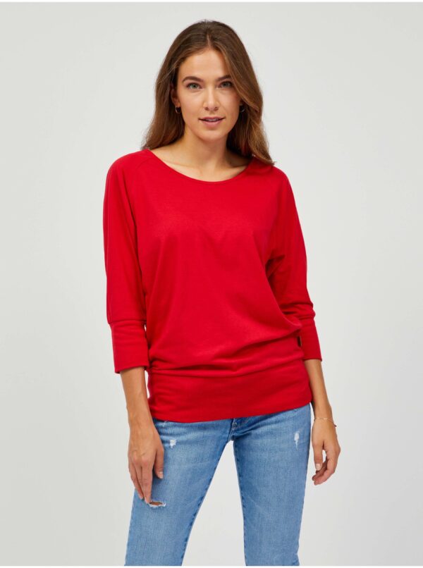 SAM73 Red women's basic T-shirt with three-quarter sleeves SAM 73 Ekale - Ladies