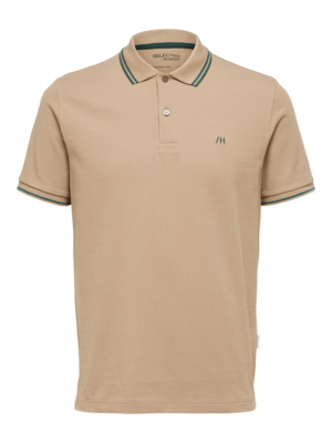 SELECTED HOMME Póló 'SLHDante'  bézs / khaki-Hungary