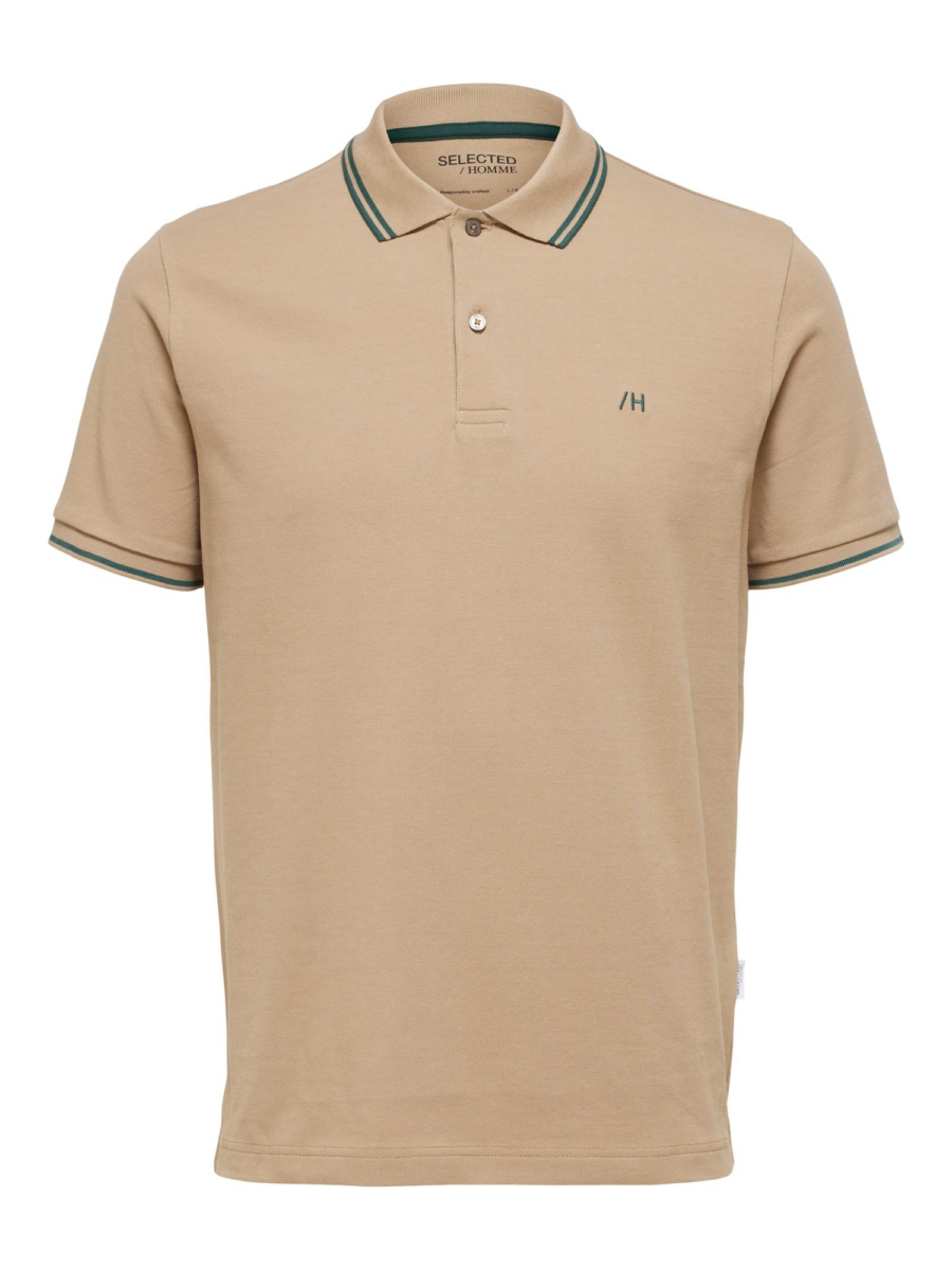 SELECTED HOMME Póló 'SLHDante'  bézs / khaki-Hungary