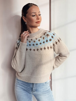 SKADOVA női egyméretű pulóver sötétbézs Dstreet