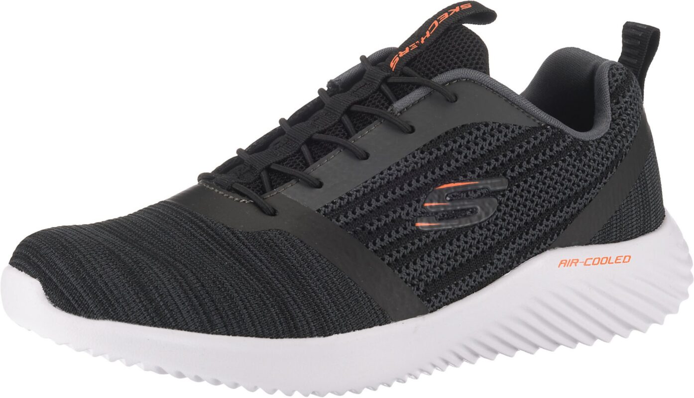 SKECHERS Rövid szárú sportcipők 'Bounder'  szürke melír / sötét narancssárga / fekete