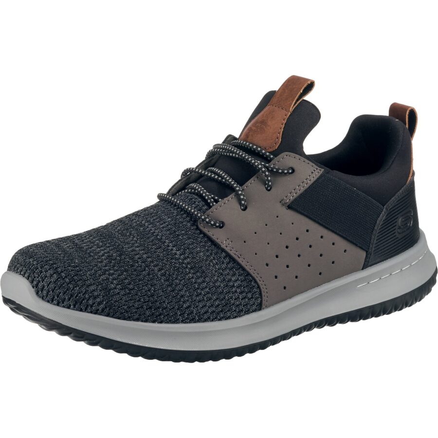 SKECHERS Rövid szárú sportcipők 'Delson Camben'  barna / sár színek / világosszürke / fekete-hu
