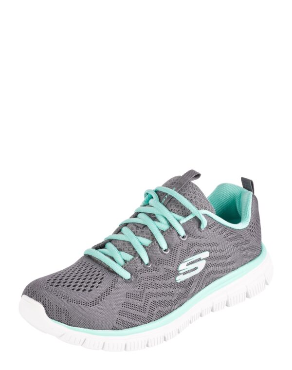 SKECHERS Rövid szárú sportcipők 'Graceful Get Connected'  sötétszürke / menta / fehér