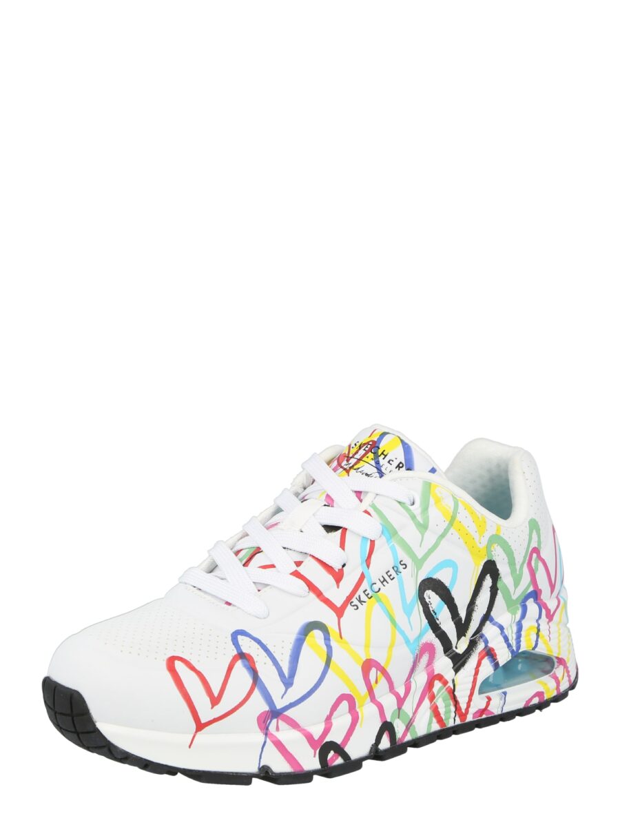 SKECHERS Rövid szárú sportcipők 'UNO-SPREAD THE LOVE'  türkiz / rózsaszín / fekete / fehér-hu