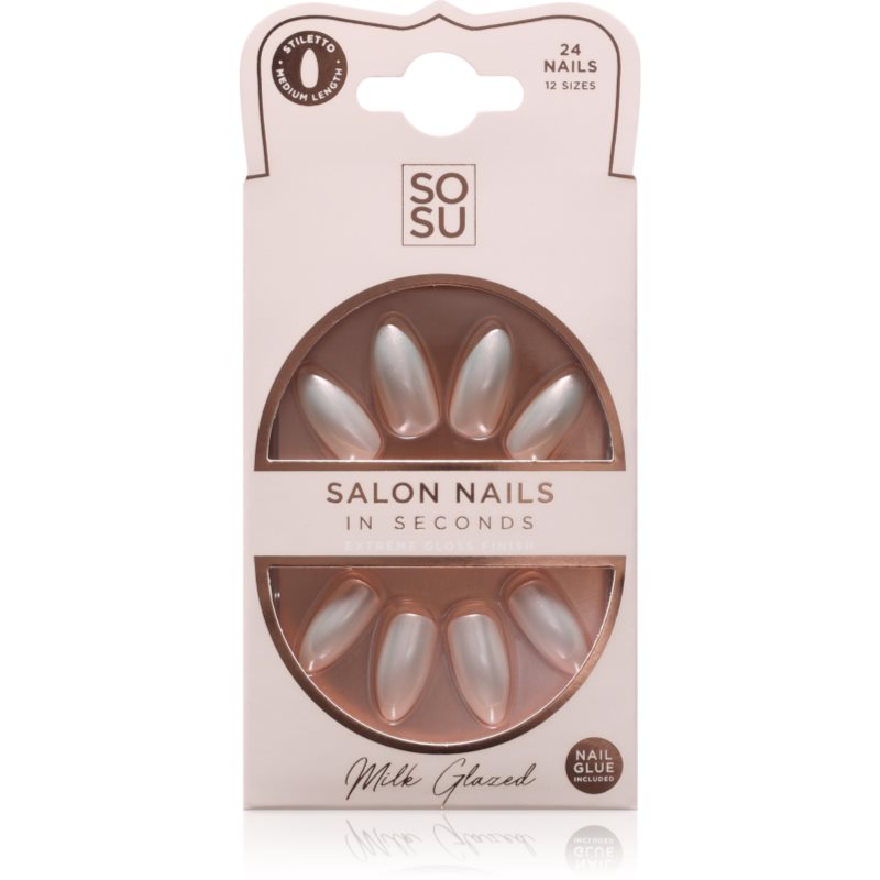 SOSU Cosmetics Salon Nails műköröm árnyalat Milk Glazed 24 db