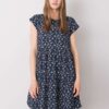 STITCH & SOUL Navy kék mintás ruha sallanggal