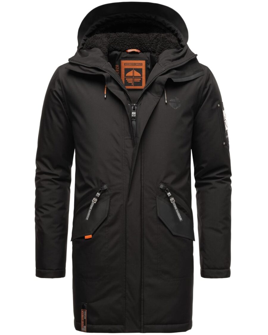 STONE HARBOUR Téli parka 'Ragaan'  szürke / neonnarancs / fekete-hu