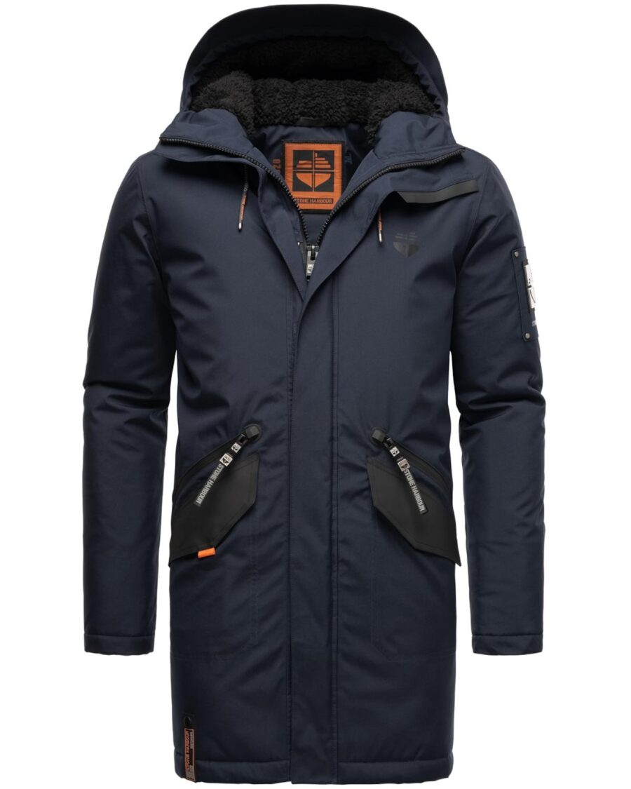 STONE HARBOUR Téli parka 'Ragaan'  tengerészkék / neonnarancs / fekete-hu