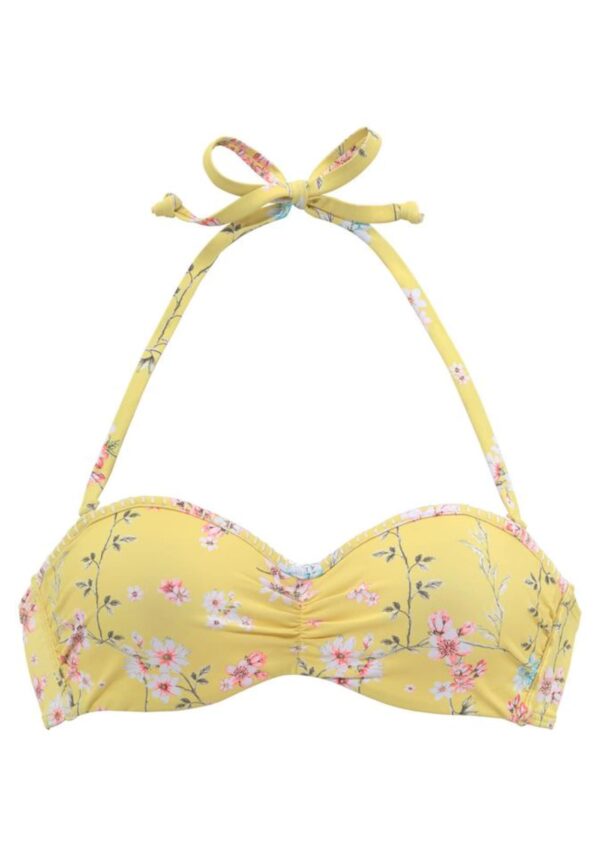 SUNSEEKER Bikini felső 'Ditsy'  sárga / fenyő / rózsaszín / természetes fehér