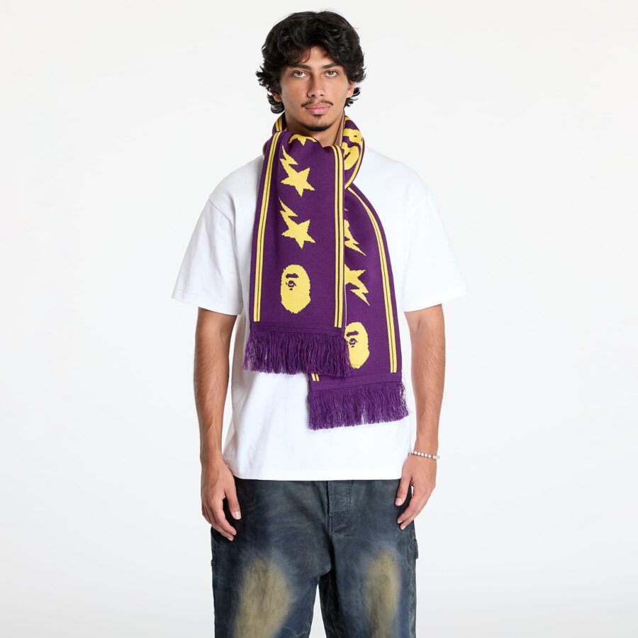 Sál A BATHING APE Jacquard Bape Logo Long Scarf M Purple Universal-alacsony-ár