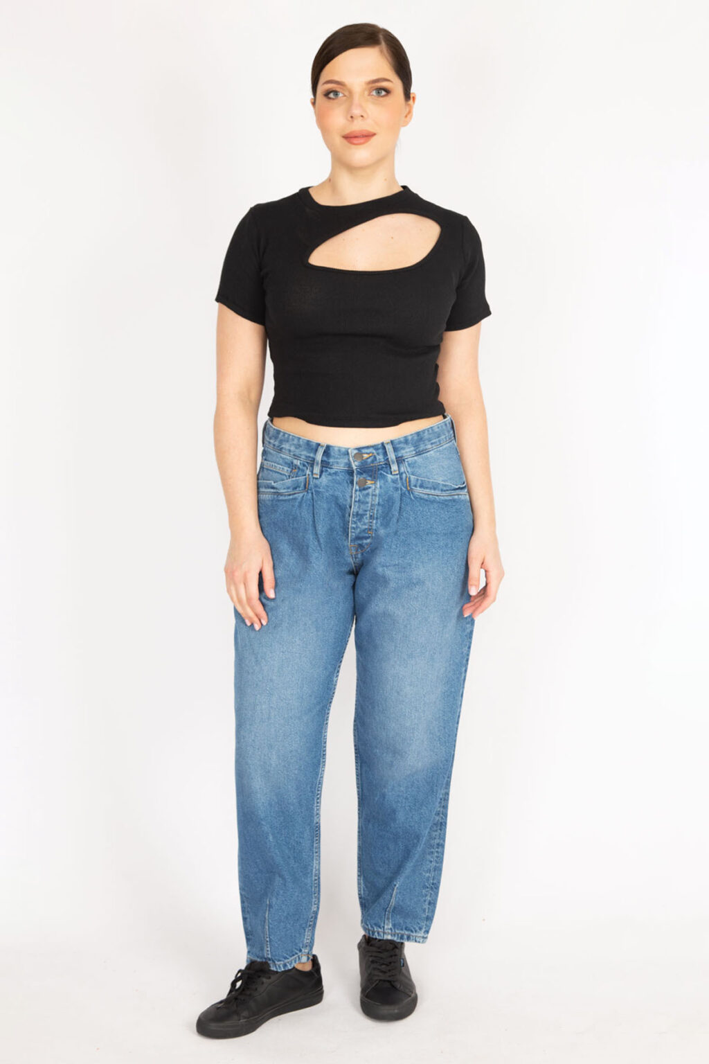 Şans Women's Blue Plus Size Front Pocket Detailed Jeans