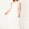 Şans Women's Plus Size Bone Lace Detail Lined Long Dress