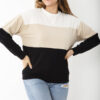 Şans Women's Plus Size Colorful Color Combination Sweatshirt