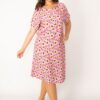 Şans Women's Plus Size Colorful Woven Viscose Fabric Front Pats with Buttons and a Belted Waist Dress