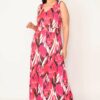 Şans Women's Plus Size Fujiya V-Neck Long Colored Dress