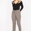 Şans Women's Plus Size Mink Jeans with Elastic Detail on the Back Belt