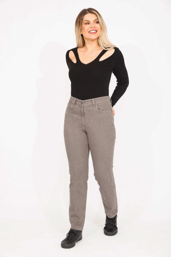 Şans Women's Plus Size Mink Jeans with Elastic Detail on the Back Belt