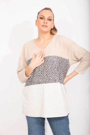 Şans Women's Plus Size Mink Sweatshirt with a Comfortable Cut