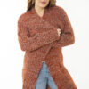 Şans Women's Plus Size Orange Thick Knitwear Cardigan