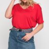 Şans Women's Plus Size Red Viscose Tunic With Low-Cut Back