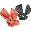 Scarf Scrunchies with Bow XXL 2 Pack Orange/Black