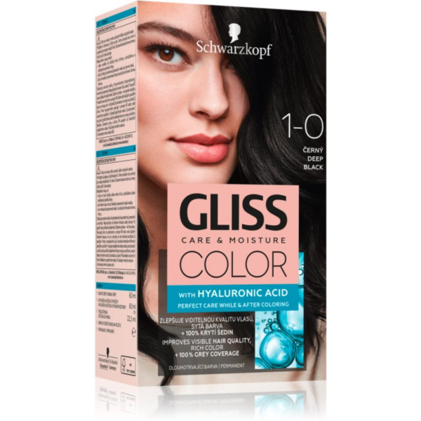 Schwarzkopf Gliss Color tartós hajfesték árnyalat 1-0 Deep Black 1 db-Eredeti